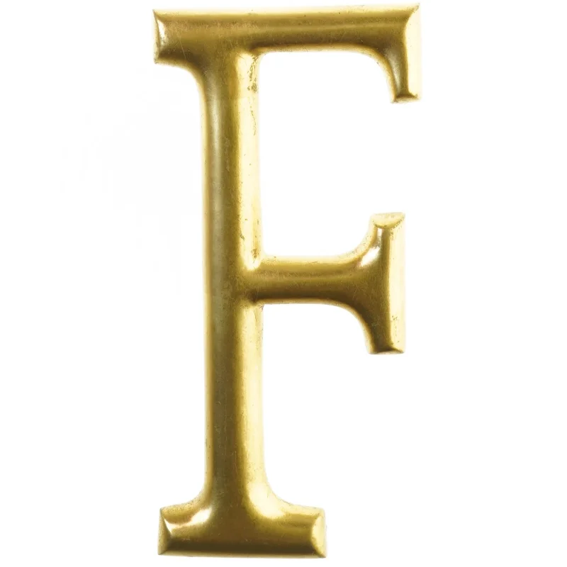 F guld bogstav med Ophæng til dekoration (str. 30 x 14 x 2 cm)
