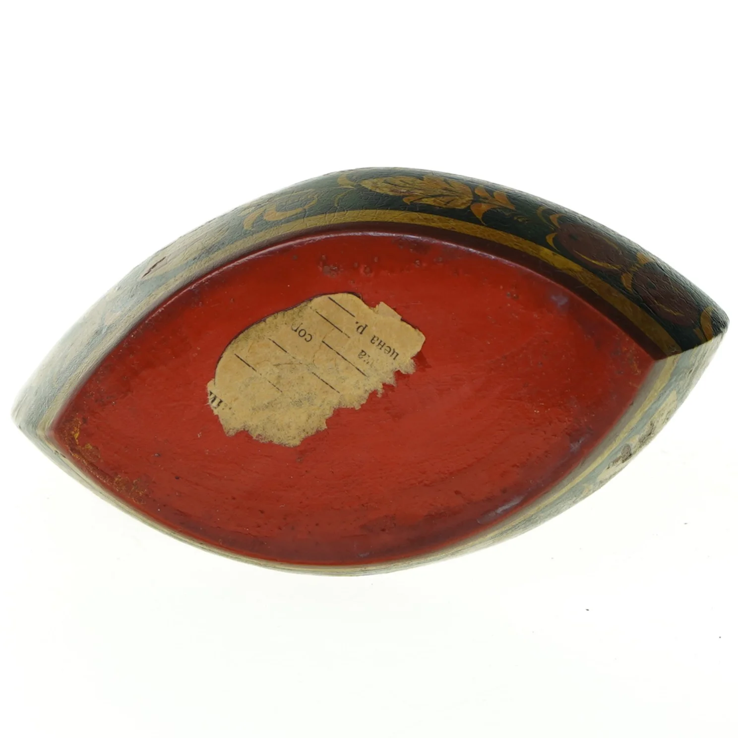 Vintage Håndlavet Russisk Khokhloma Træ Skål med Fugl Fønix (str. 14 x 18 x 8 cm)