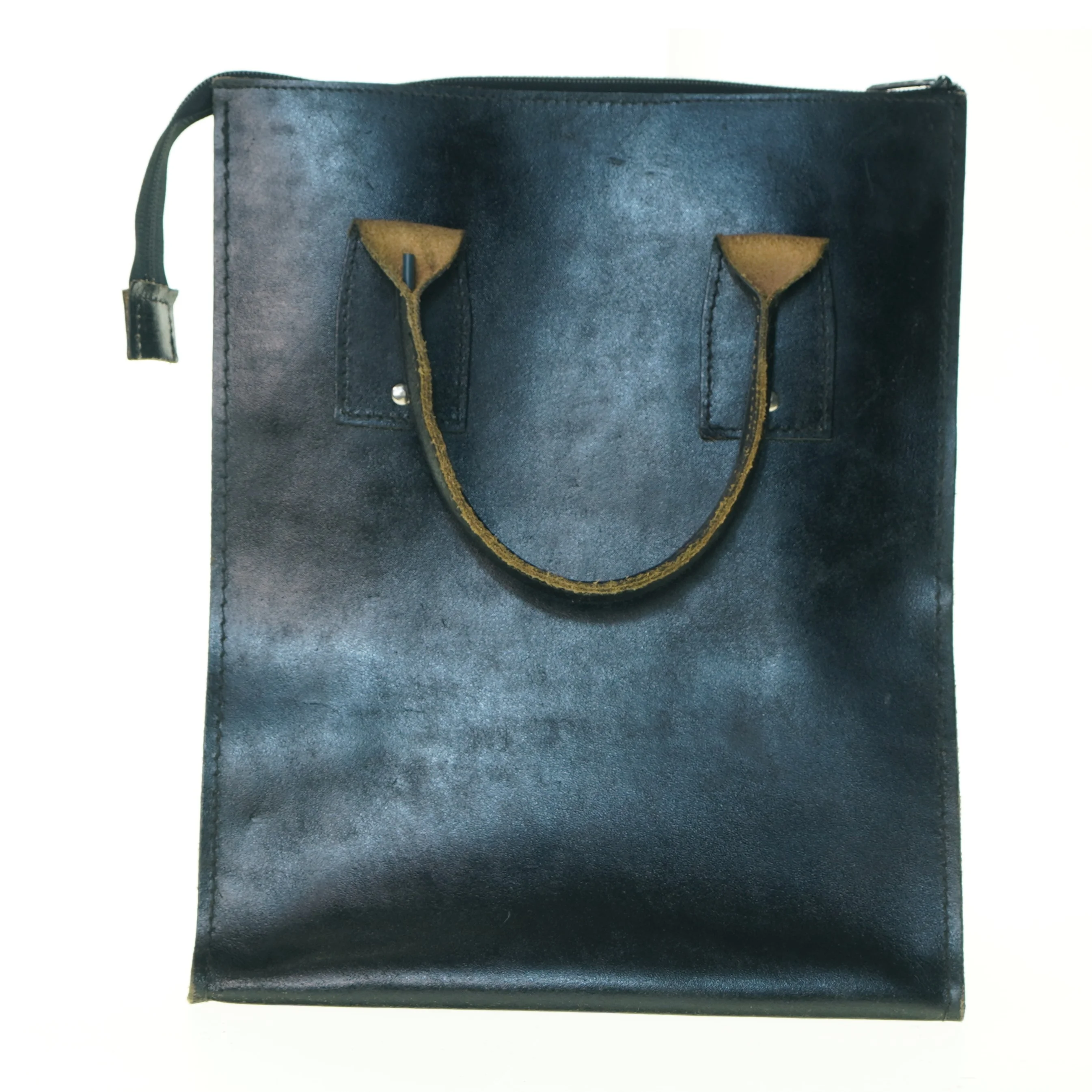 Vintage Retro Kernelæder Shopper Taske(str. 38 x 20 x 32 cm)