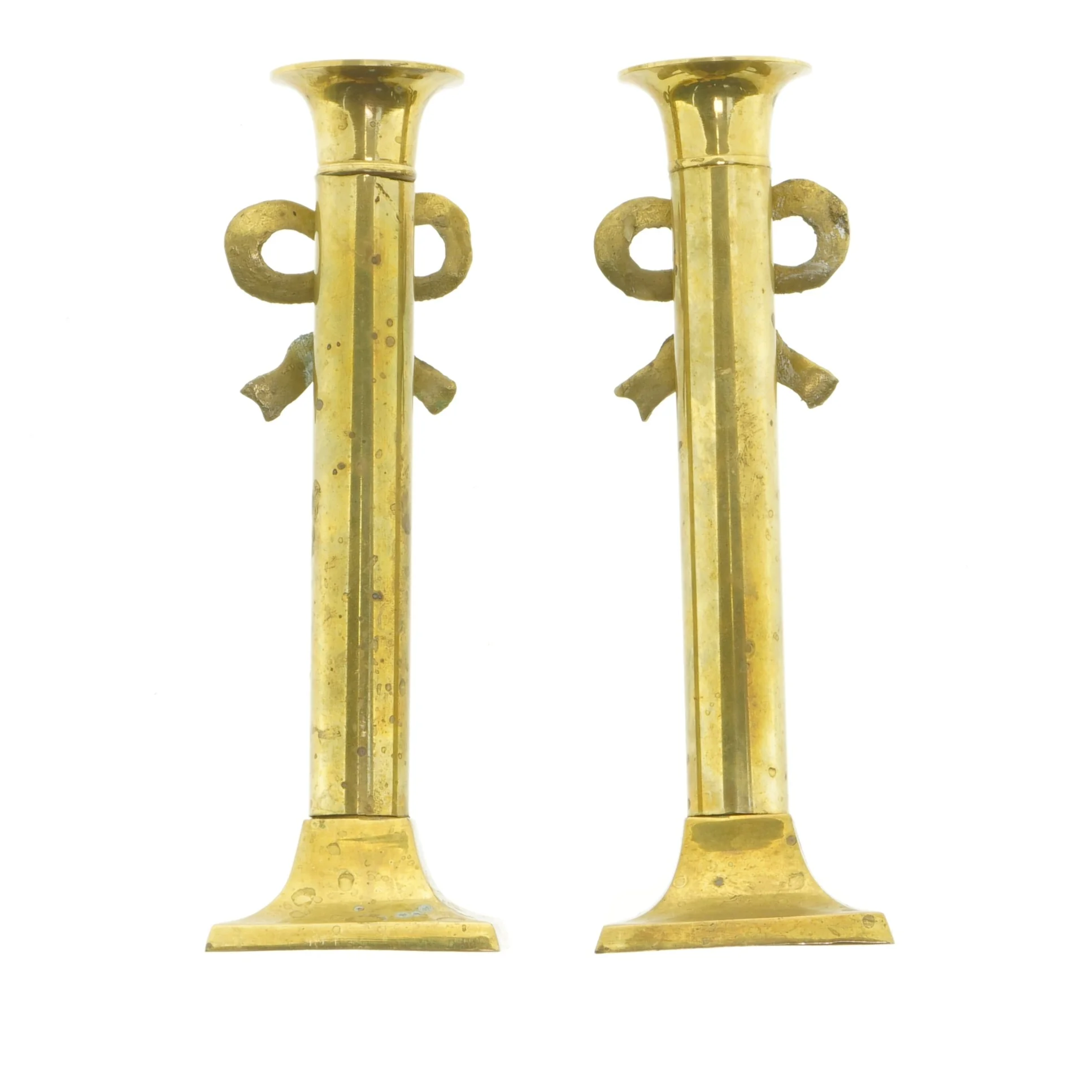 Messing Sløjfe lysestager (str. 22 x 7 cm)