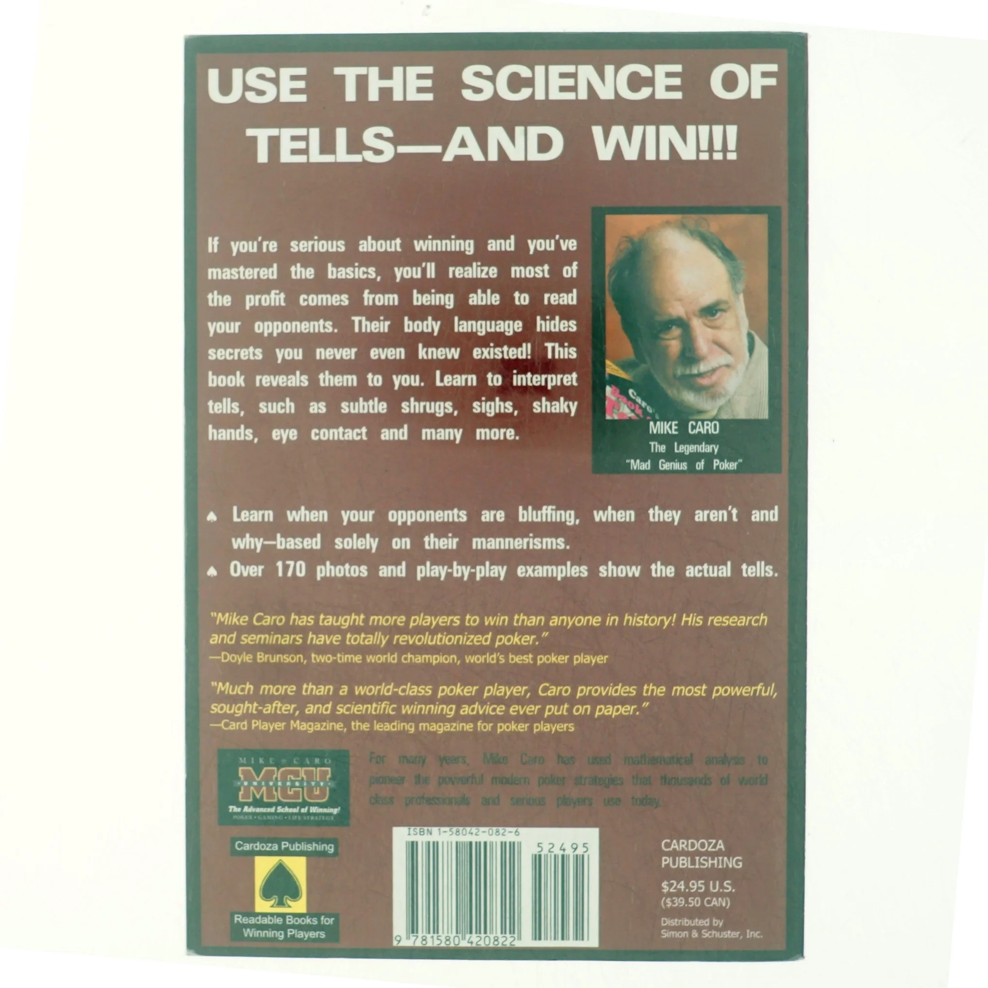 Caro's book of poker tells : the psychology and body language of poker af Mike Caro (Bog)