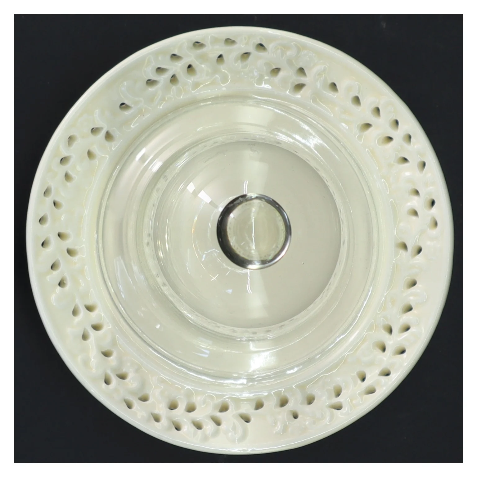 Glasklokke med porcelænsbase (str. 21x15 cm)