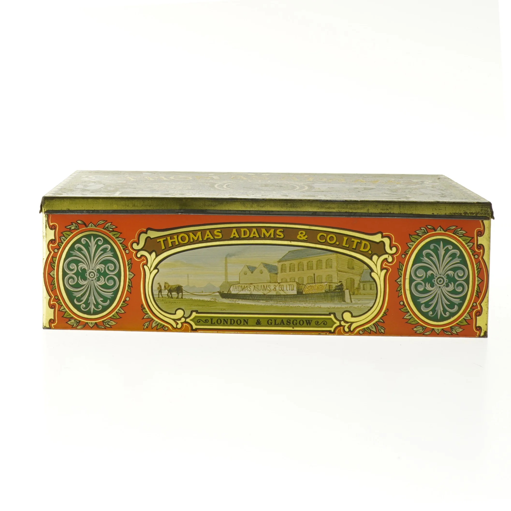 Gammel britisk kagedåse (str. 25,5x16,5 cm)