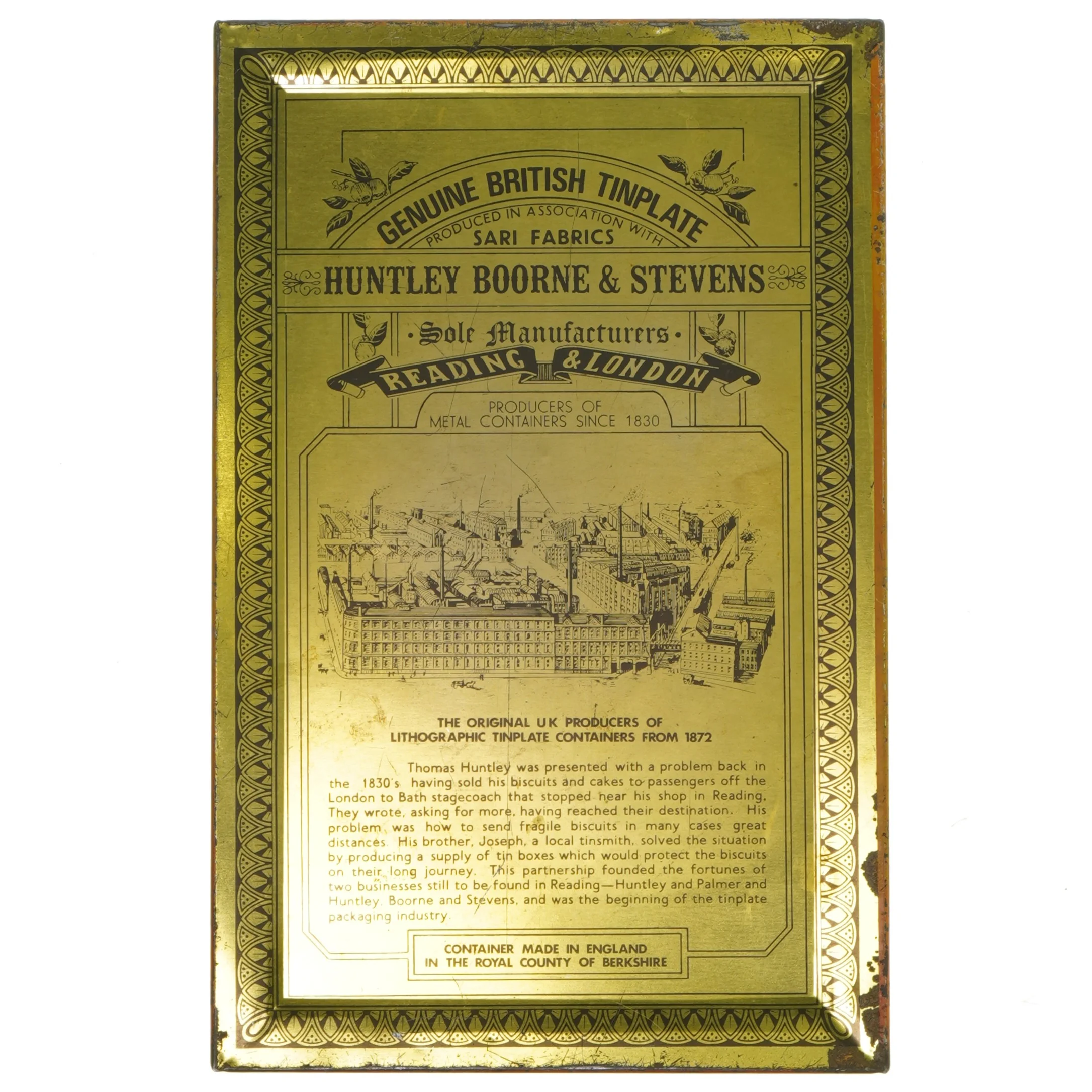 Gammel britisk kagedåse (str. 25,5x16,5 cm)