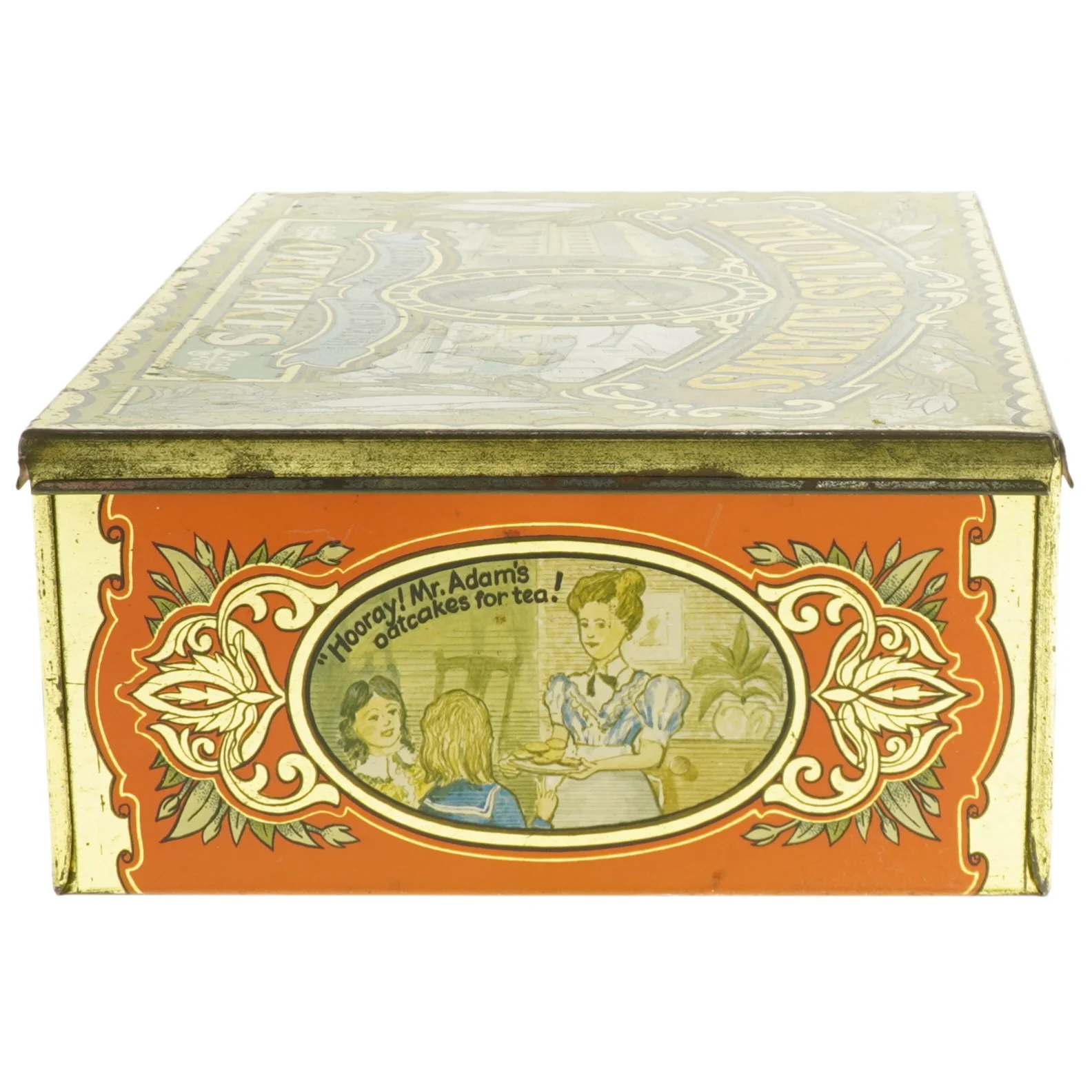 Gammel britisk kagedåse (str. 25,5x16,5 cm)