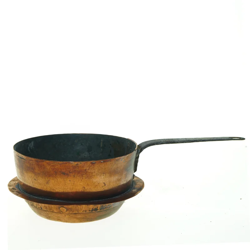 Antik kobber kasserolle gryde (str. 20 x 35 x 10 cm)