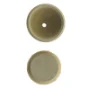 Drejet uglasureret Keramik bornholmsk rundkirke lyseholder (str. 9 x 8 cm)