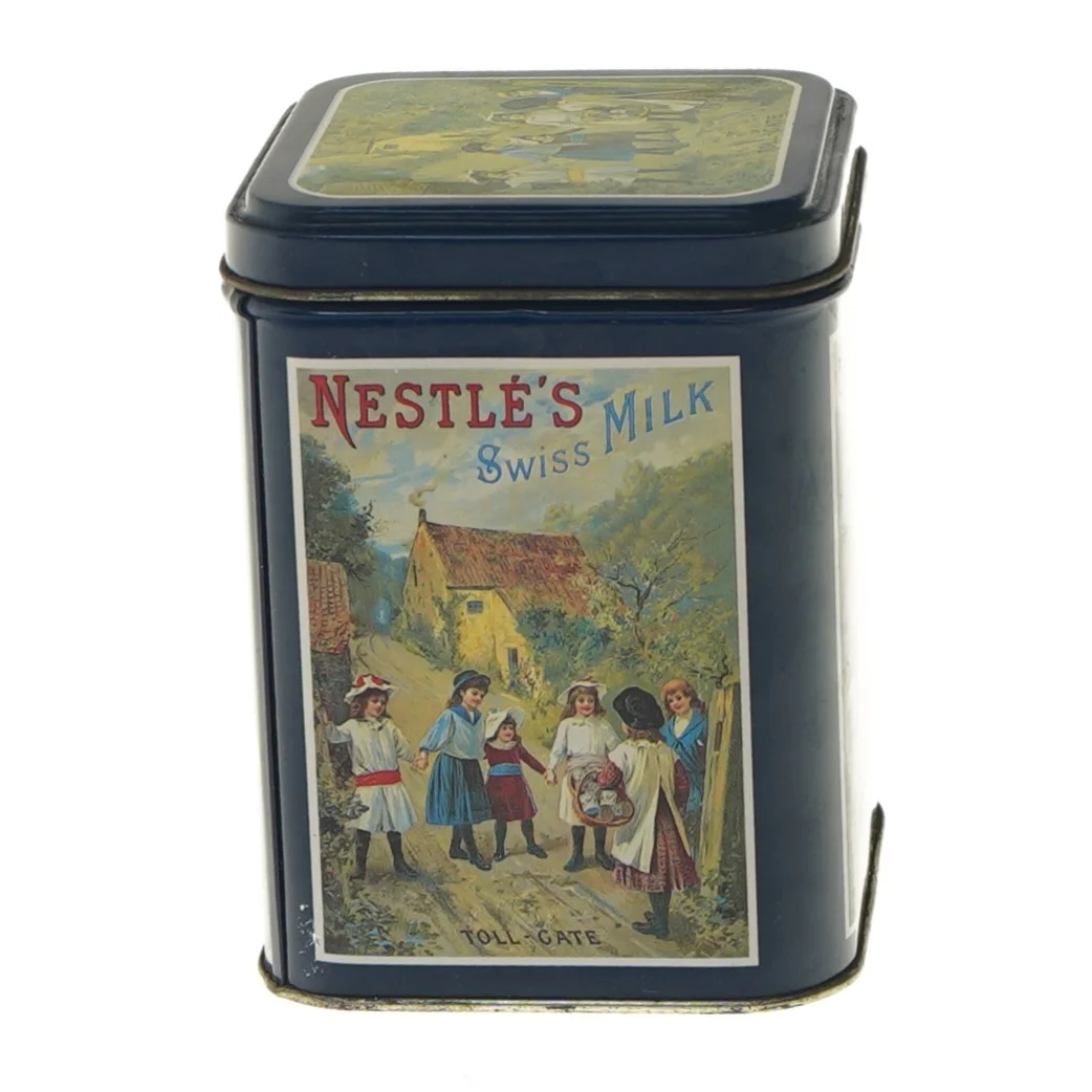 Vintage metal opbevaringsdåse fra Nestlé (str. 12x9x9 cm)