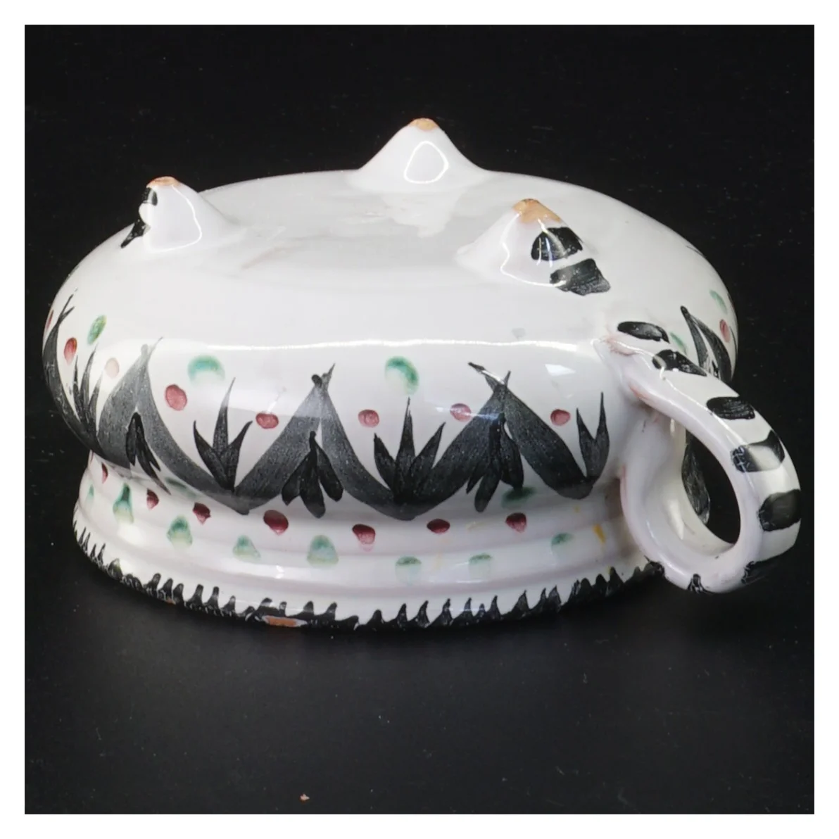 Hånd malet Dekoreret Keramik kande på fødder (str. 13 x 6 cm)