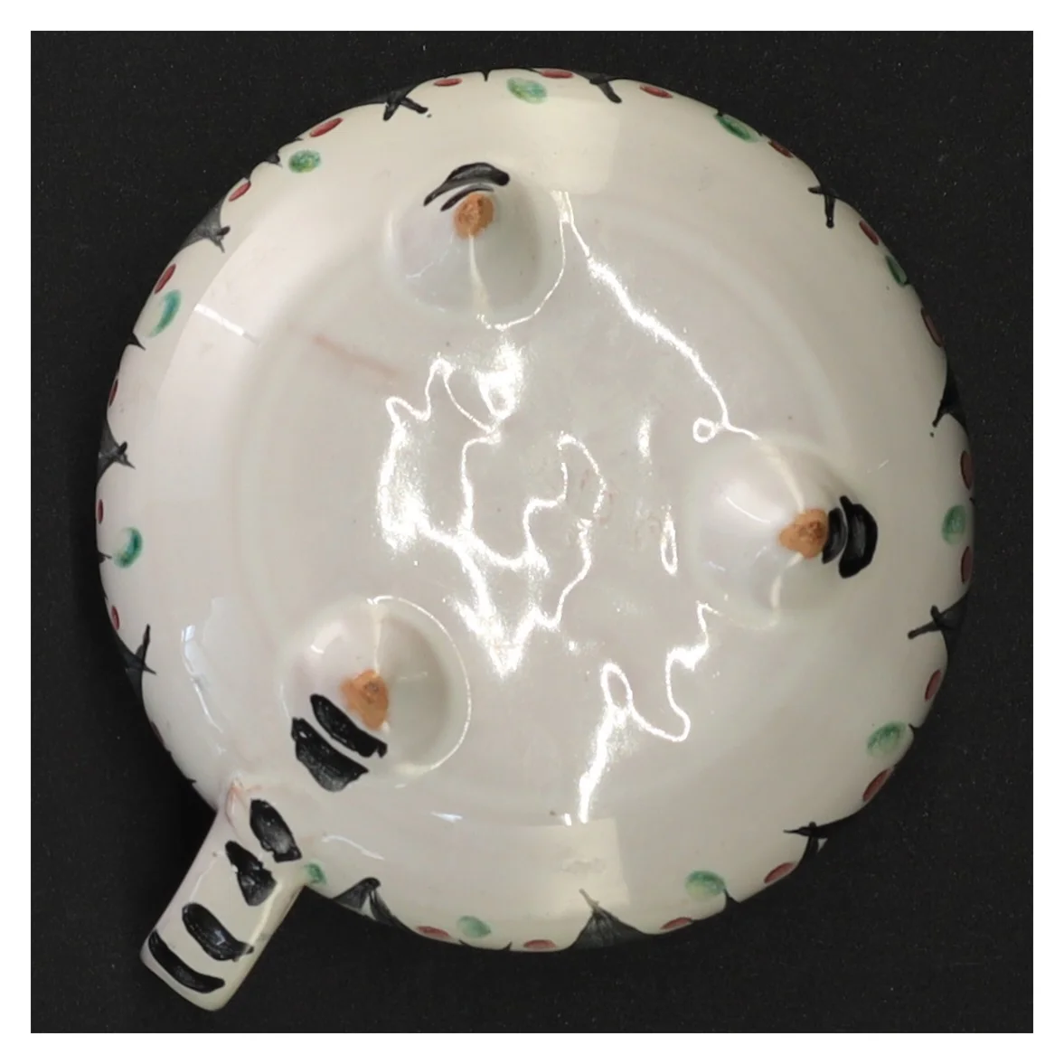 Hånd malet Dekoreret Keramik kande på fødder (str. 13 x 6 cm)