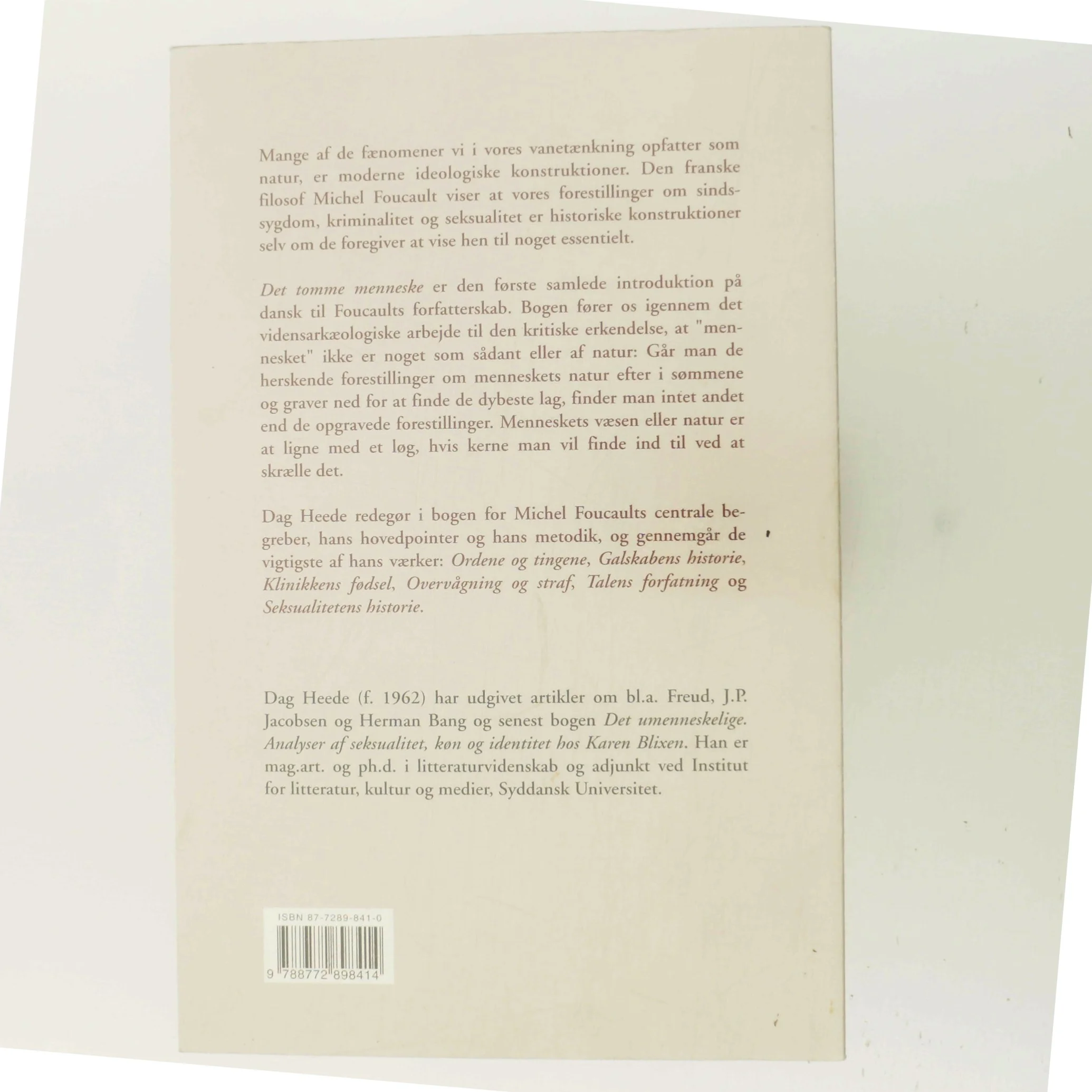 Det tomme menneske : introduktion til Michel Foucault af Dag Heede (Bog)