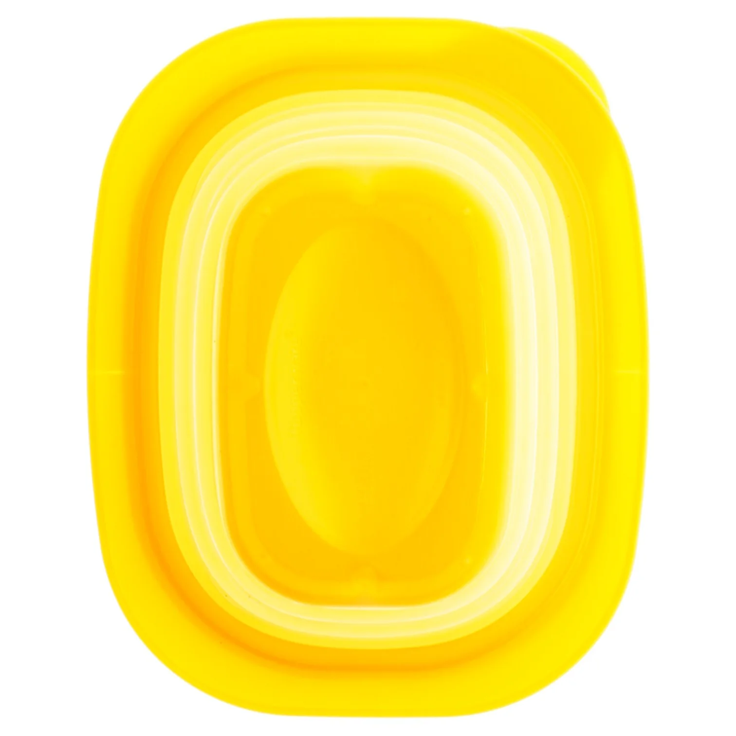 Gul Tupperware sammenklappelig plastikbeholder med låg (str. 20 x 15 cm)