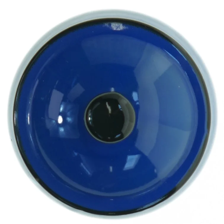 Blåt Retro Emalje krukke med låg (str. 12 x 10 cm)