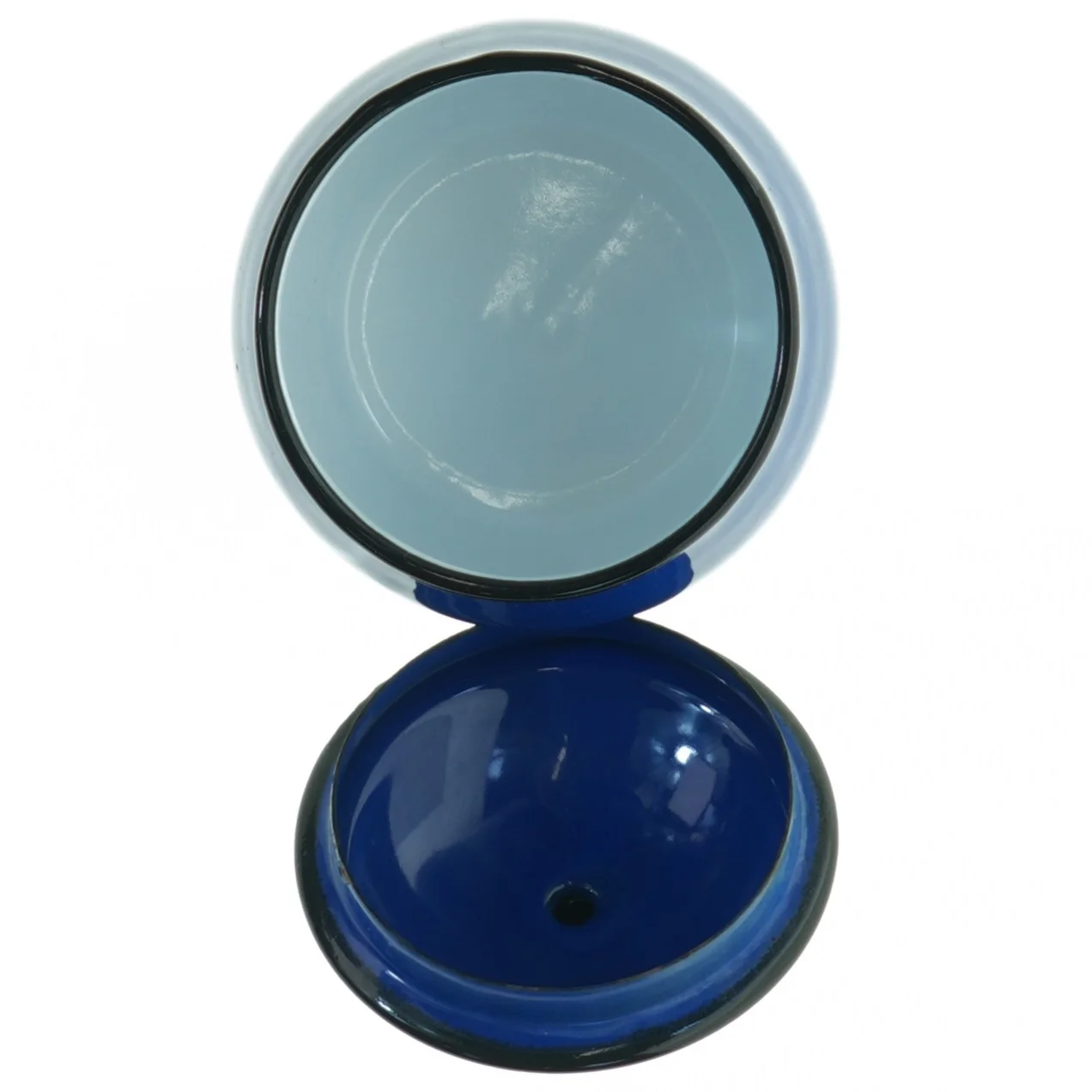 Blåt Retro Emalje krukke med låg (str. 12 x 10 cm)