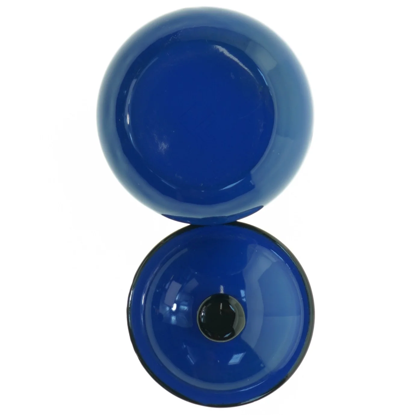 Blåt Retro Emalje krukke med låg (str. 12 x 10 cm)