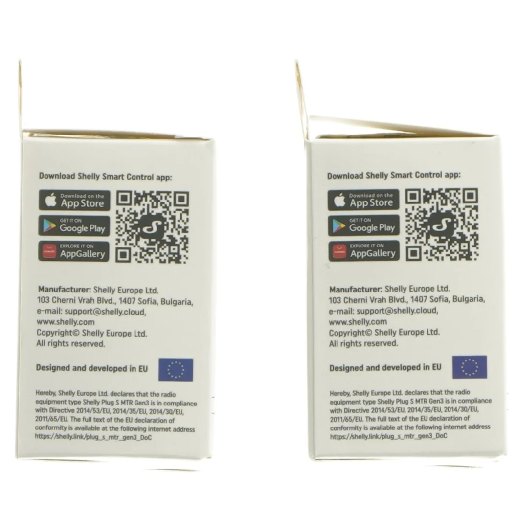 2 stk. Shelly Plug S, smart wifi og bluetooth stik fra Shelly (str. 7,5x5,5x5 cm)