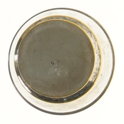 Sølvplet vase med glasindsats  (str. 15,5 cm)