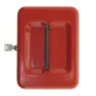 Rød pengeskasse i metal (str. 20 x 15 x 8 cm)