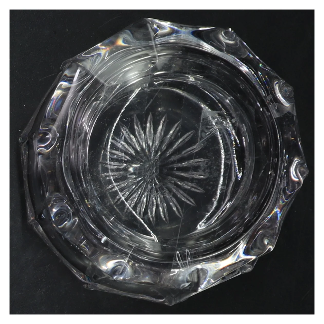 Krystal glas lågkrukke (str. Ø. 12 cm)