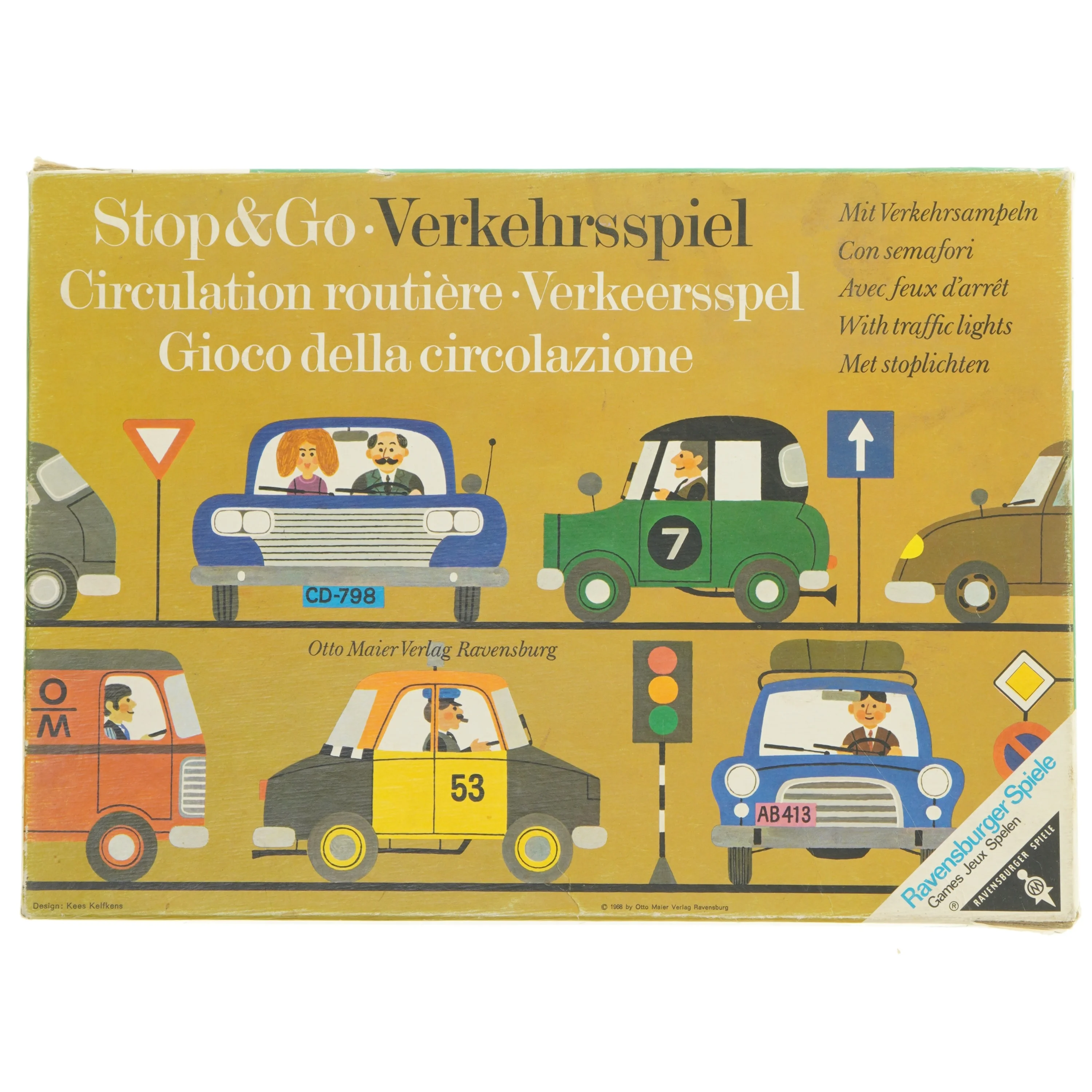 Stop & Go trafikselskabsspil fra 1960 Ravensburger (str. 39,5x28,5 cm)