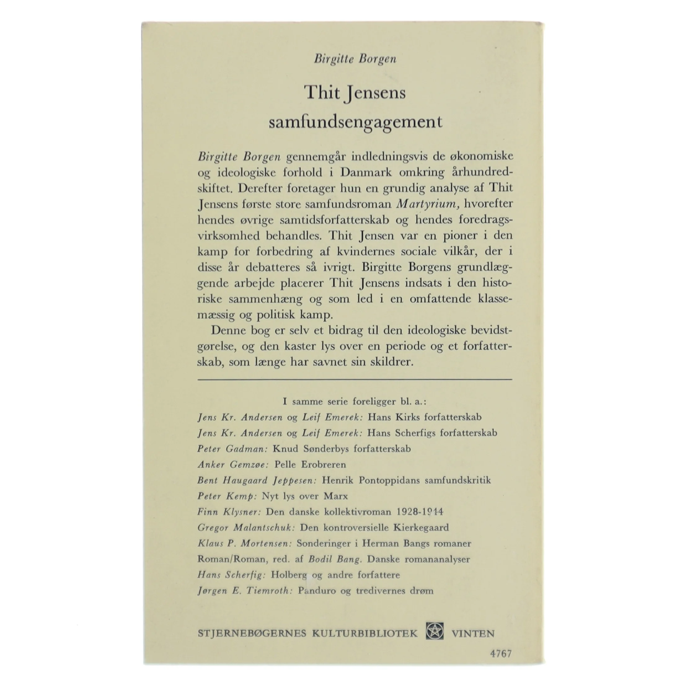 Thit Jensens samfundsengagement: studier i kvinde- og klasseproblemer af Birgitte Borgen (Bog)