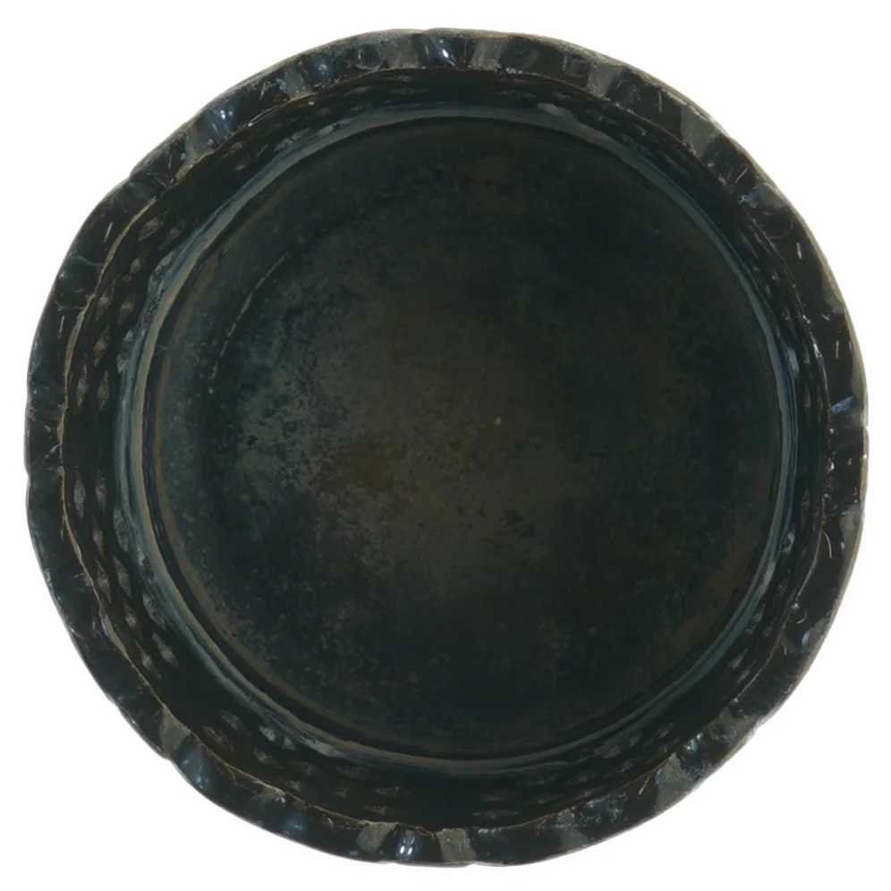 Sort keramikkrukke med udskåret blonde (str. Diameter 12,5 cm h 11 cm)