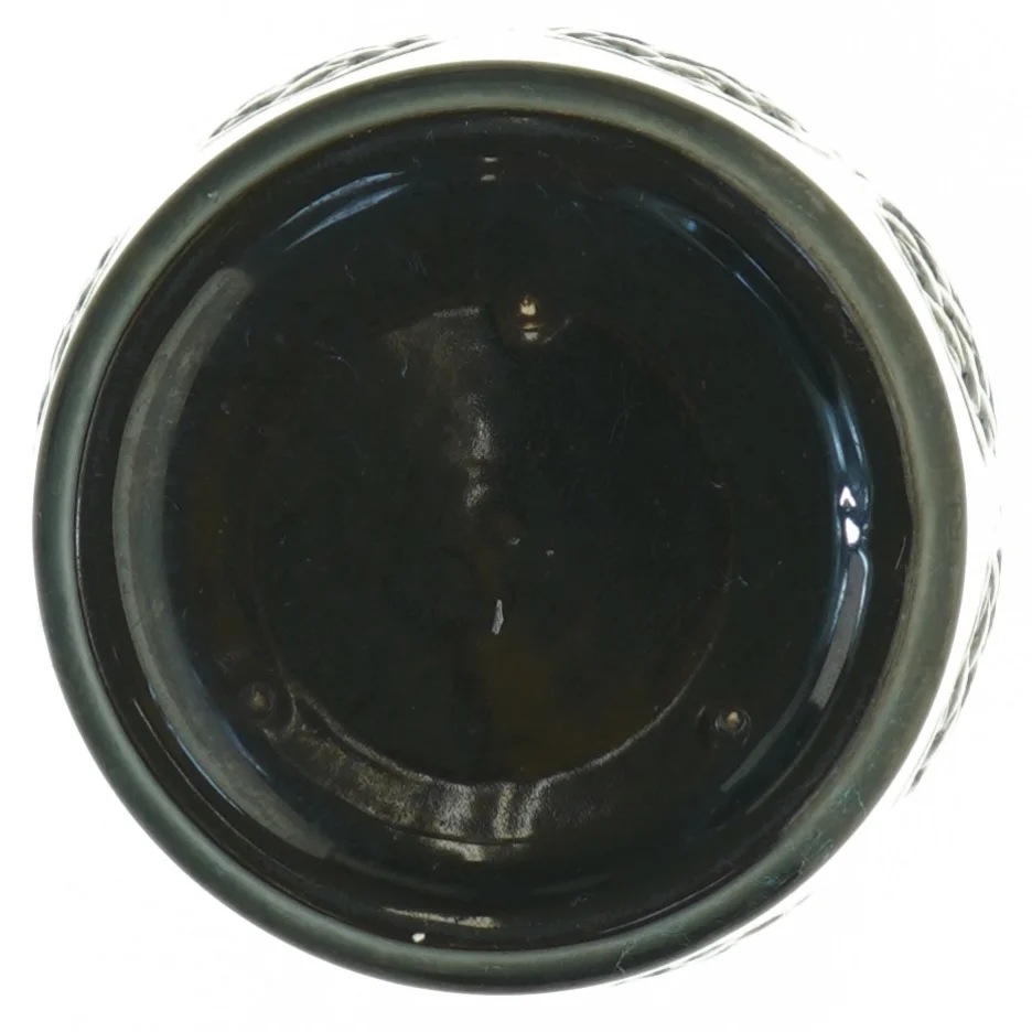 Sort keramikkrukke med udskåret blonde (str. Diameter 12,5 cm h 11 cm)