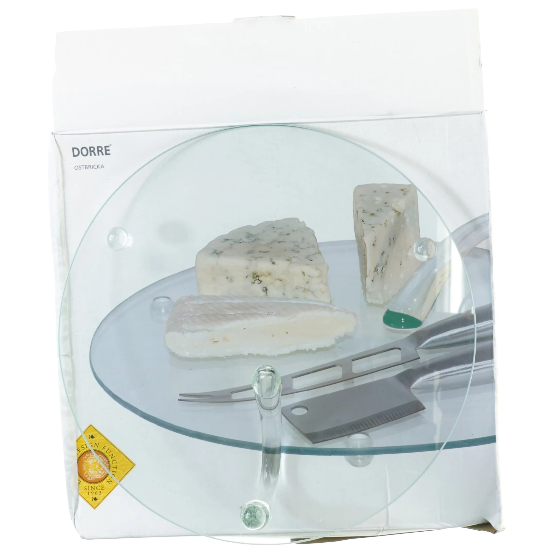 Glas Servering Ostefad med praktisk håndtag fra Dorre (str. 30 cm)