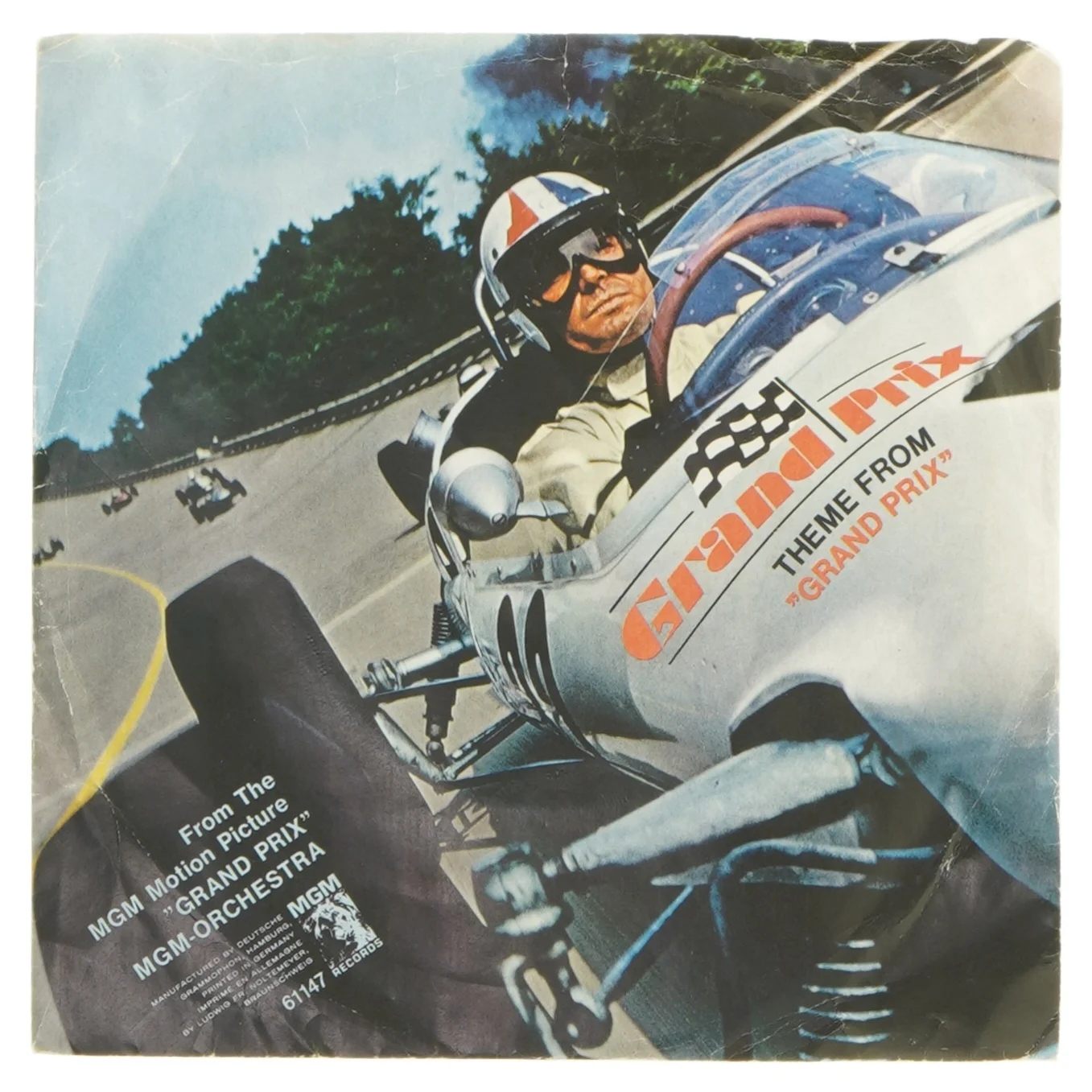 Vinylsingle med Grand Prix-tema fra Mgm (str. Ø. 18 cm)
