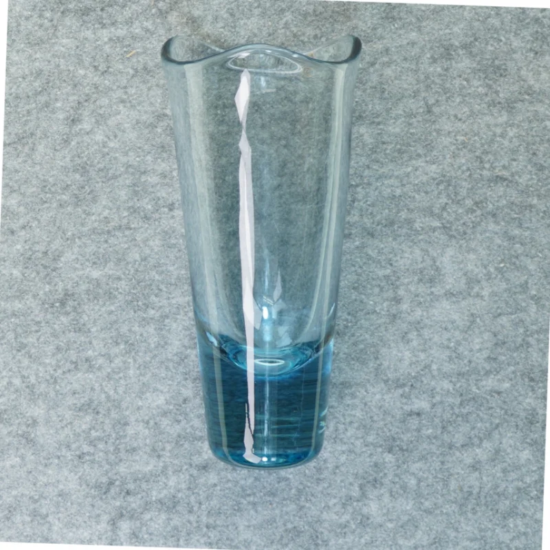 Akva blå Glas Vase fra Holmegaard (str. 25 x 13 cm)