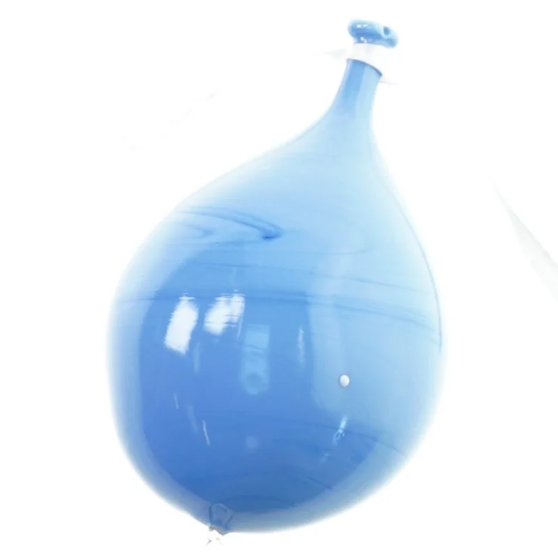 Dekorations kugle i glas, Ballon med snor (str. 14 x 7 cm)