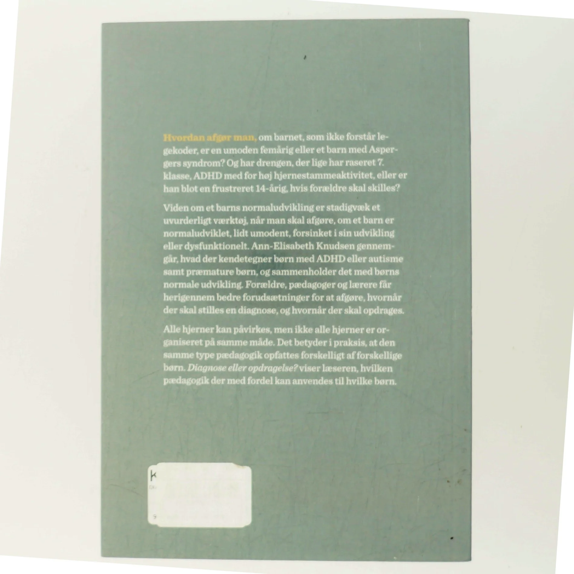 Diagnose eller opdragelse? : børn med alle slags hjerner af Ann-Elisabeth Knudsen (Bog)