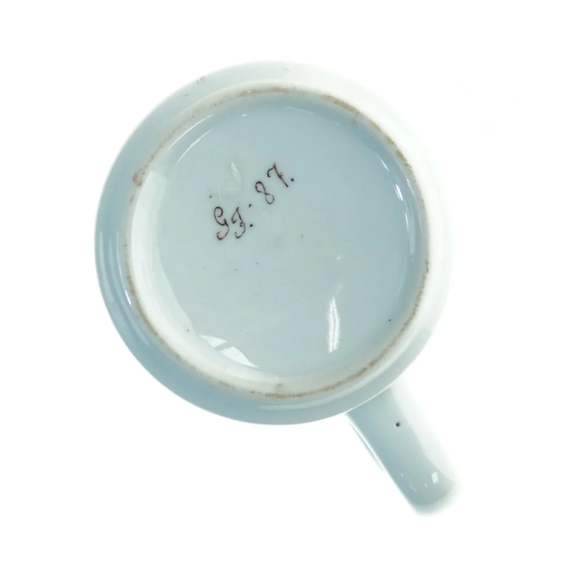 Vintage Porcelænskrus vase med Håndmalet blomstermotiv (str. 14 x, 10 cm)