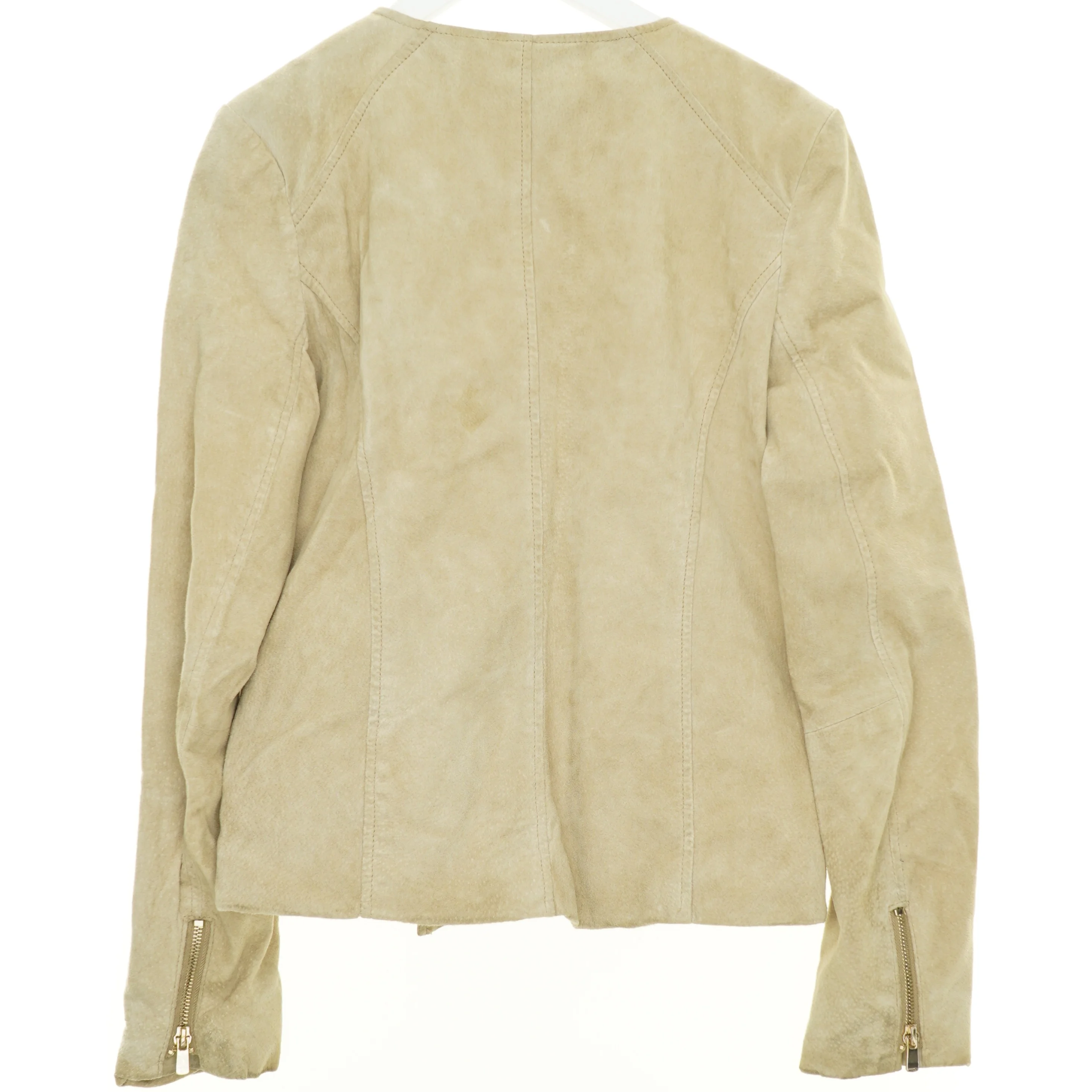 Læder Ruskind jakke med guld detaljer fra Mango (str. 164 cm)