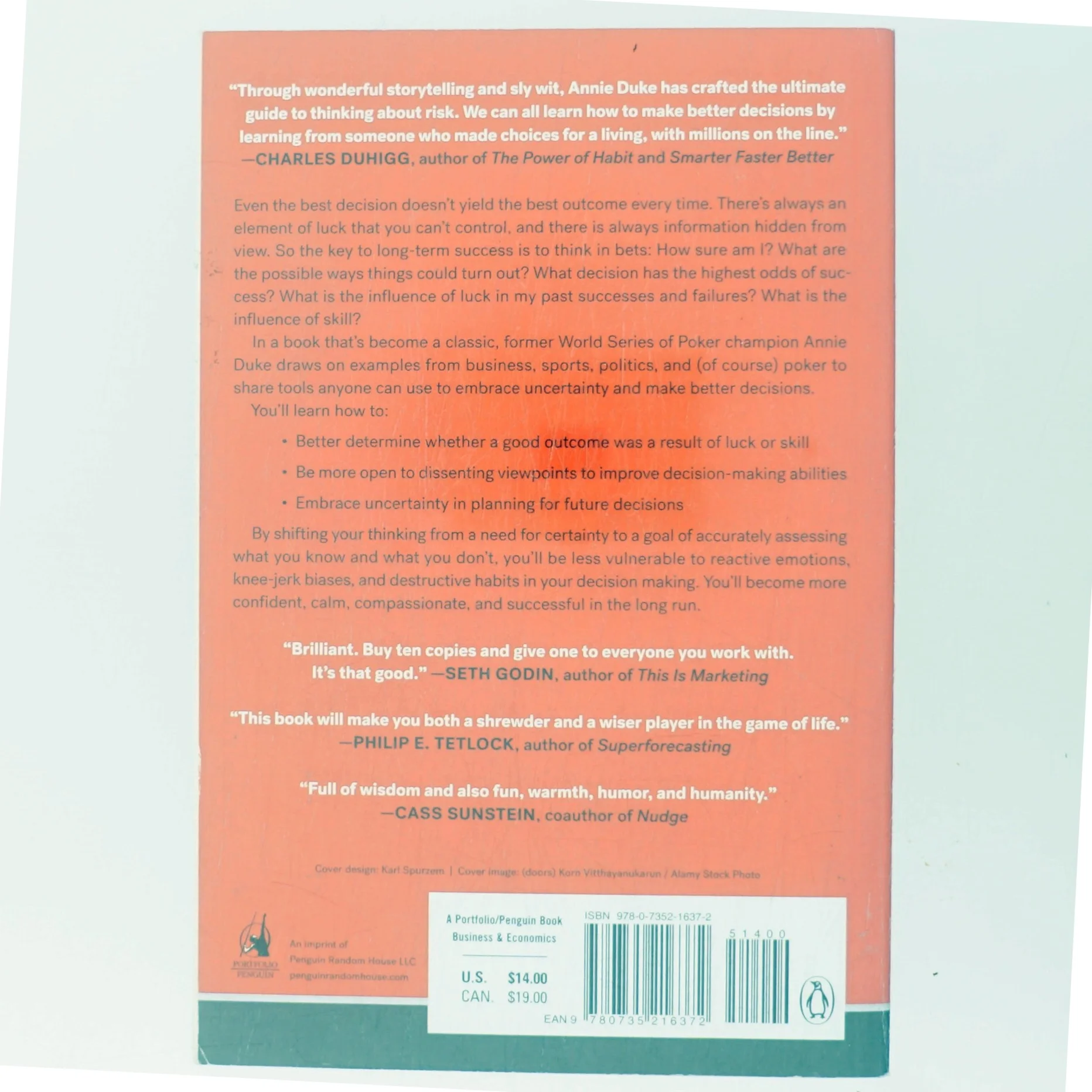 Thinking in bets : making smarter decisions when you don't have all the facts af Annie Duke (Bog)