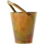 Gammel kobberspand med flettet hank (str. 12 x 12 cm)