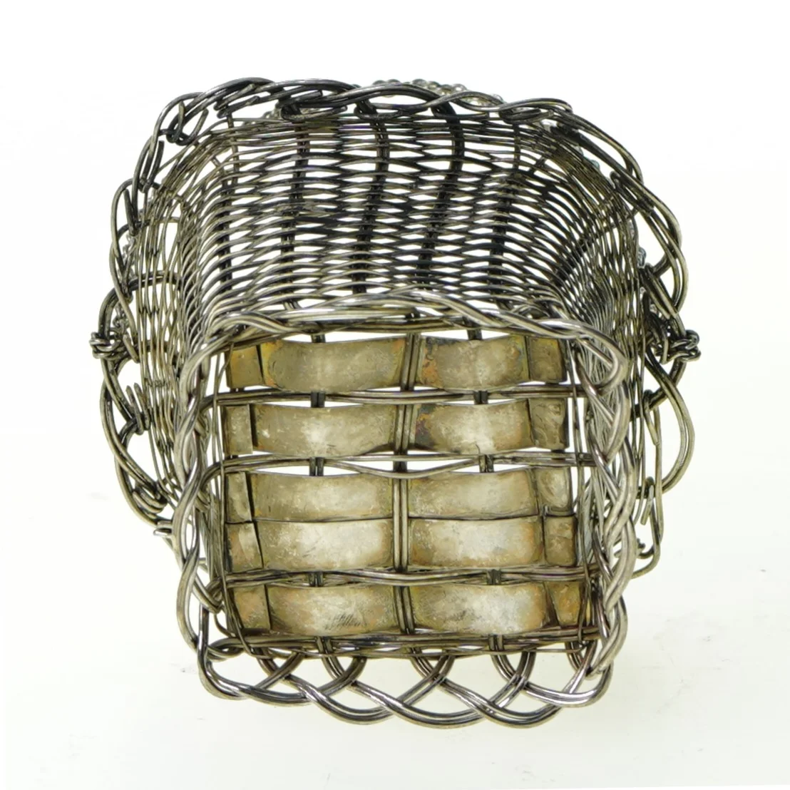 Fil de fer flettet Metal kurv med hank (str. Med hank 14 x 9 cm)