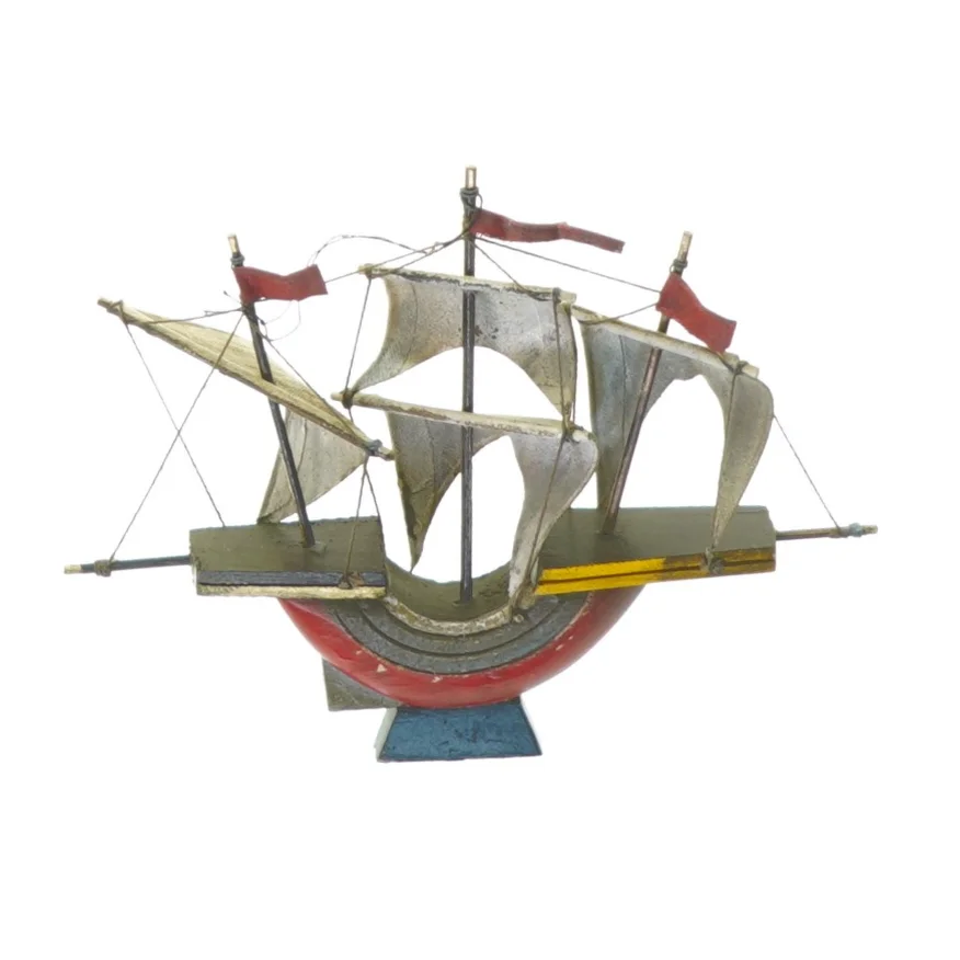 Vintage Model Træ Skib  Nina - model af Christopher Columbus' Skib 1492 (str. 13 cm)