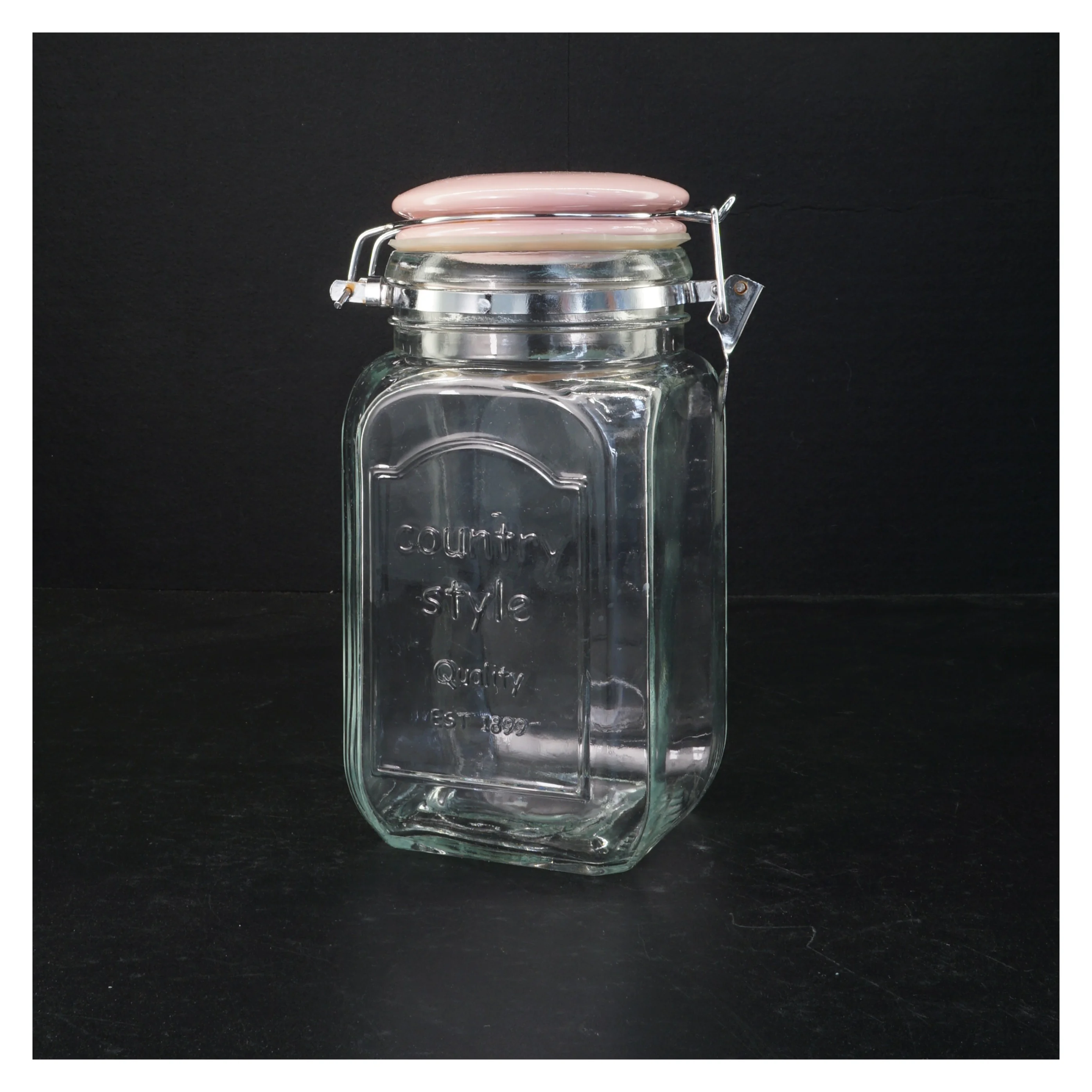 Patent Låg Glasbeholder med lyserødt Låg (str. 21 x 10 cm)