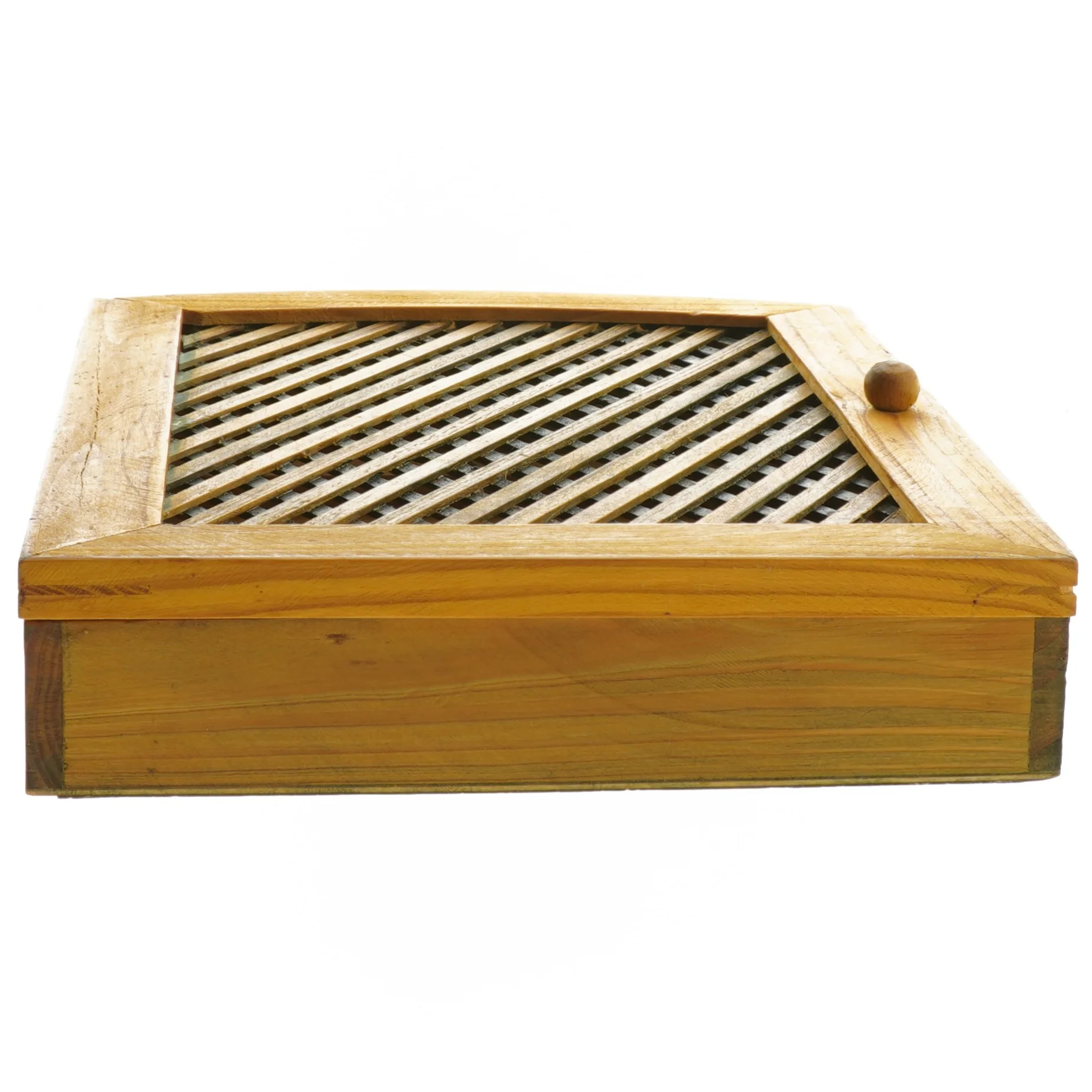 Træ nøgleskab med gitterlåg (str. 26,5x20x4,5 cm)