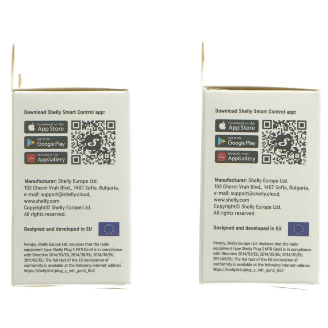 2 stk. Smart Wi-Fi og Bluetooth Plug Gen3 fra Shelly (str. 7,5x5,5x5 cm)