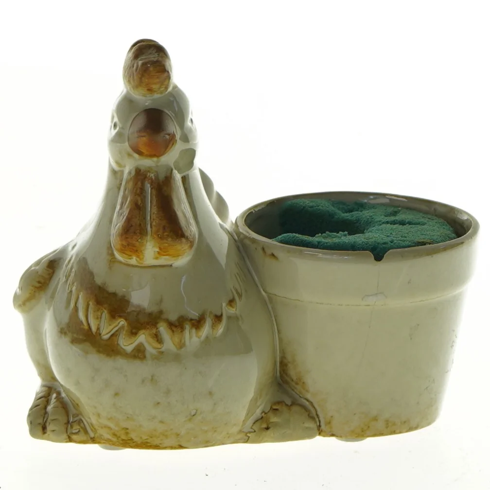 Keramik Høne med Krukke potte (str. 13 x 12 cm)