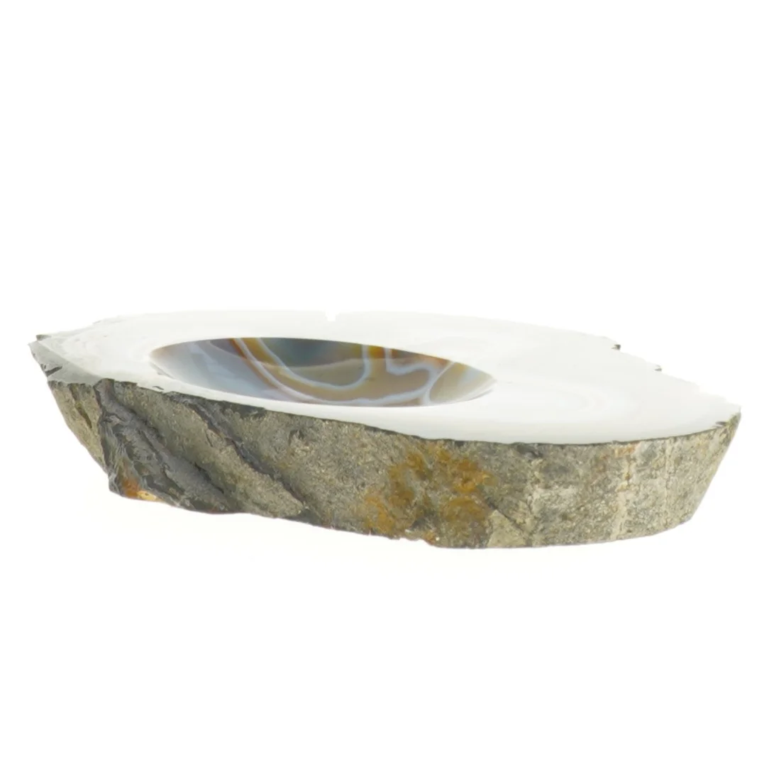 Udskåret agatsten skål (str. 18 x 11,5 x 2 cm)