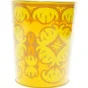 Retro metal spand skraldekurv, gul med dekoration (str. 27 x 22 cm)