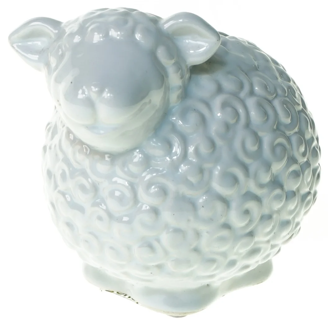 Porcelænsfigur Lille Lam Sparegris fra Bouclair (str. 8 x 11 cm)