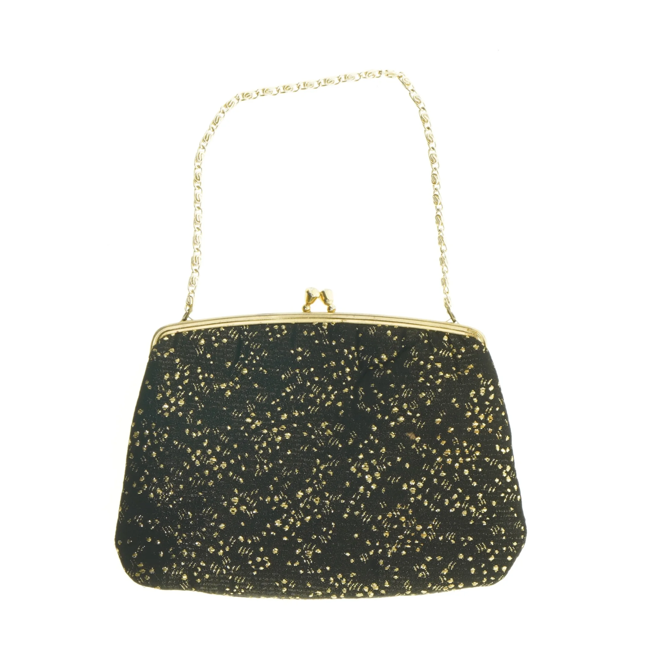 Sort aften clutch med guldkæde (str. 19 x 15 cm)