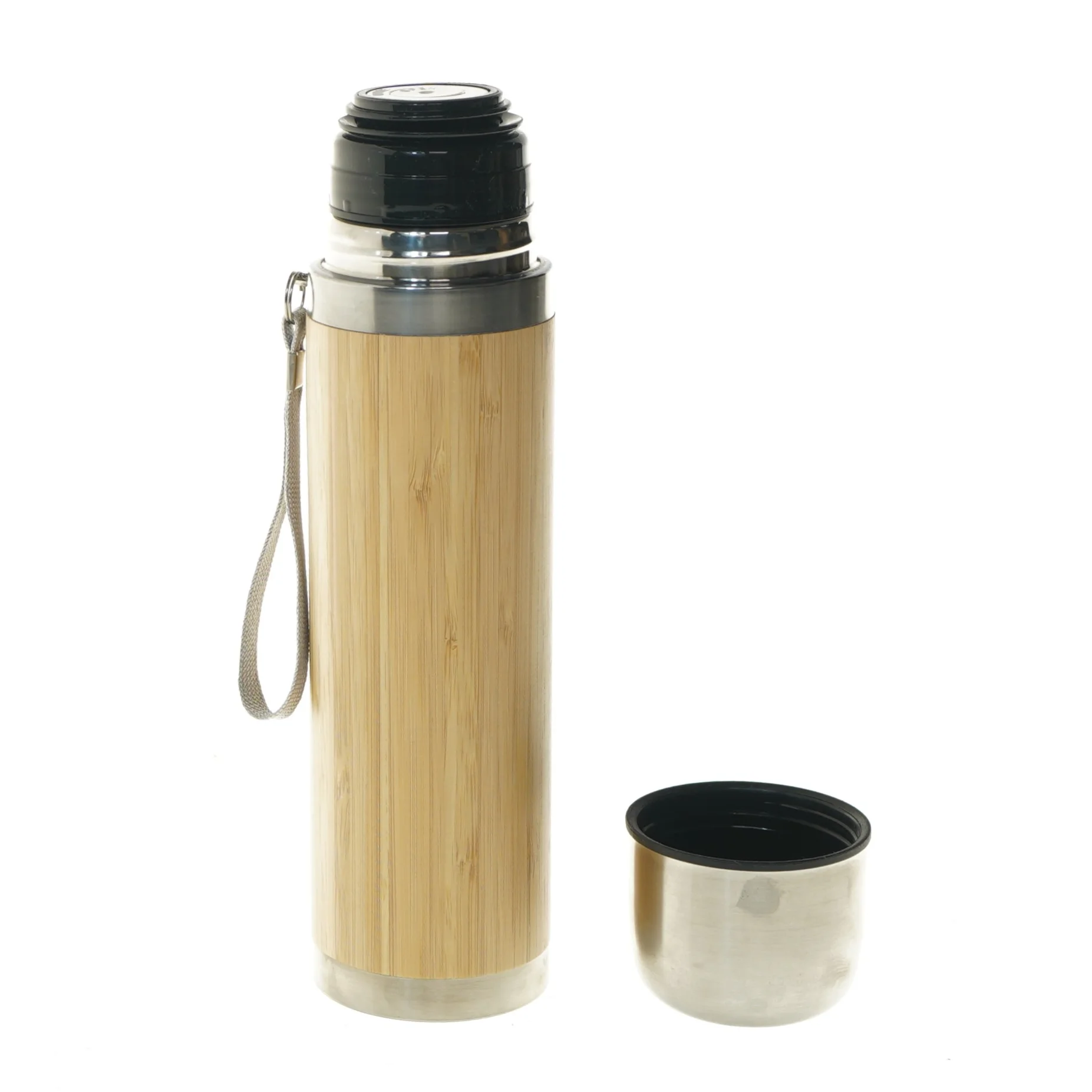 Termoflaske i bambus og rustfrit stål (str. 25 cm)