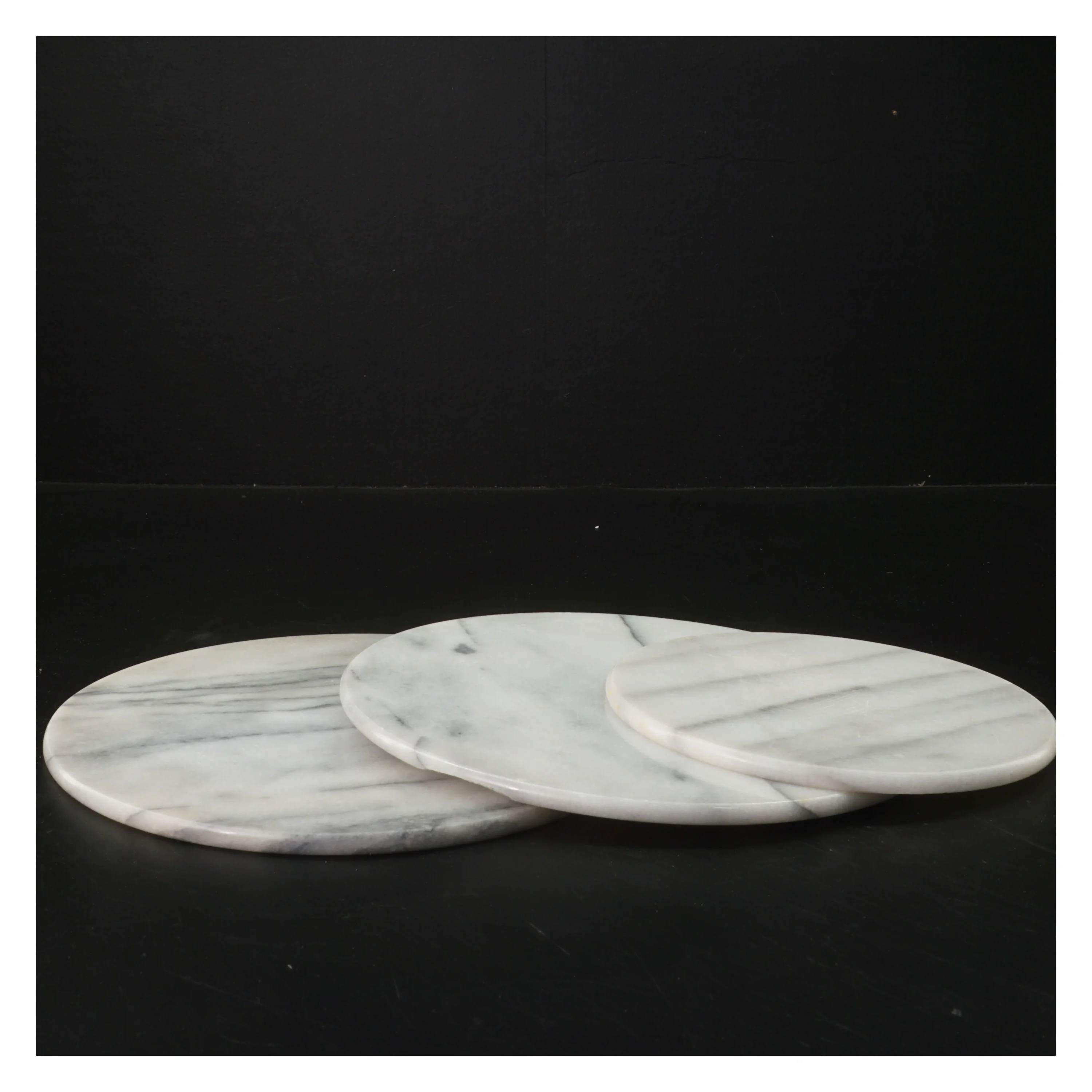 Marmorplader sæt (str. 3 stk Ø 21 & 15,5 cm)