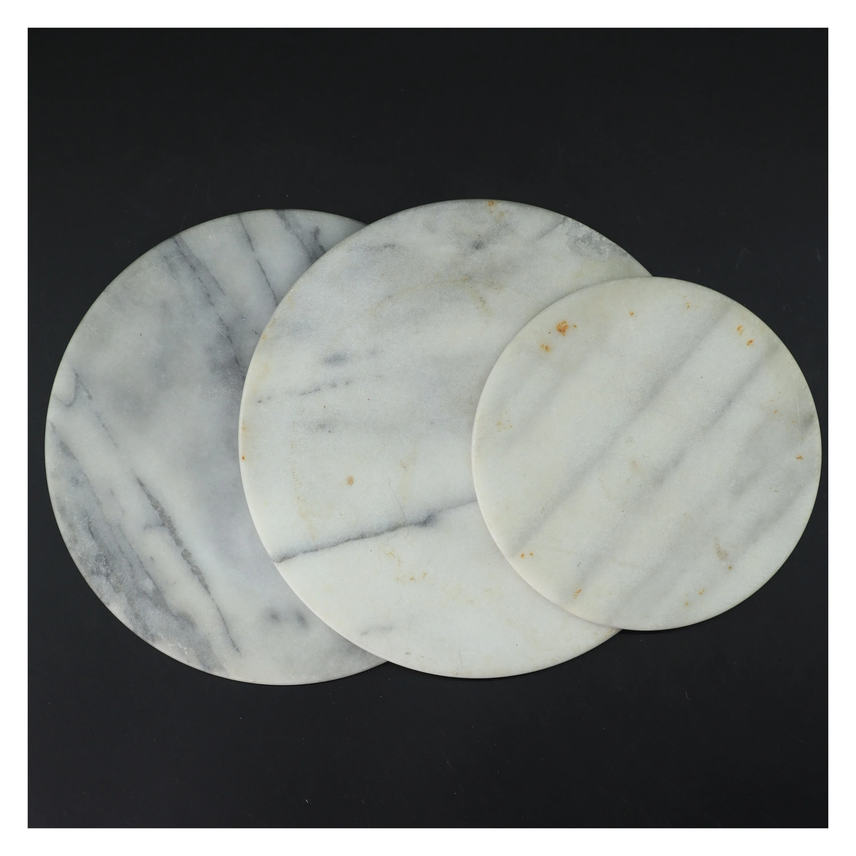 Marmorplader sæt (str. 3 stk Ø 21 & 15,5 cm)