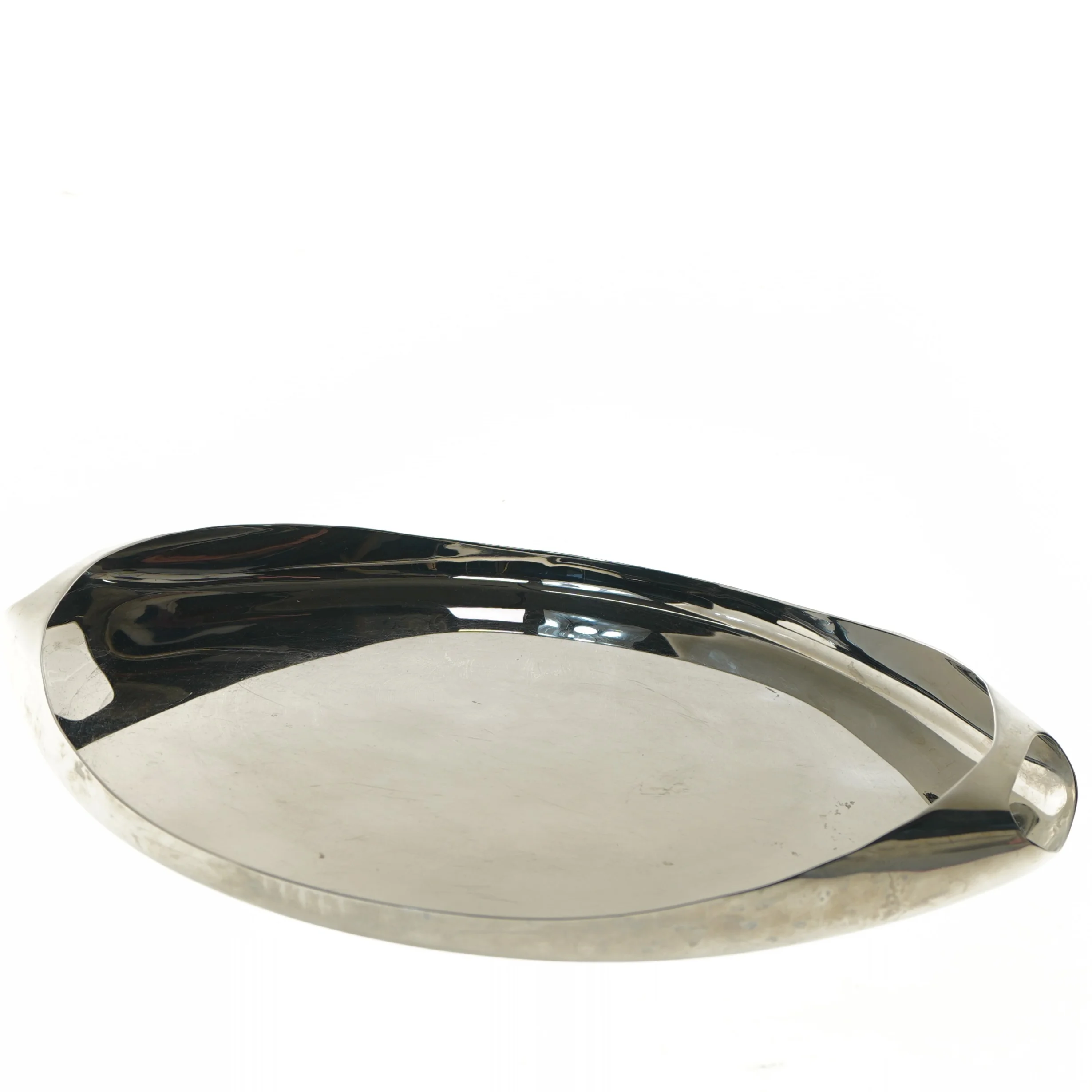 Rund serveringsbakke i stål fra Georg Jensen (str. Ø 33 cm)